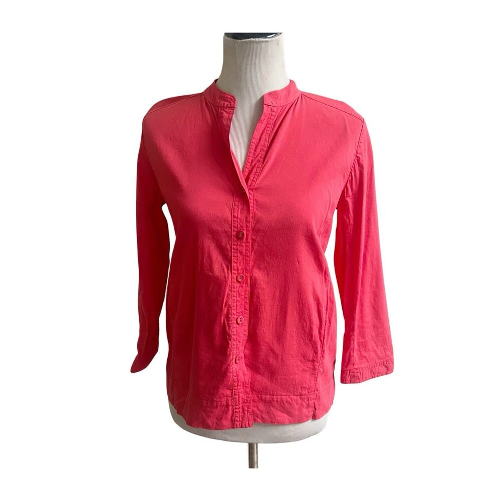 Eileen Fisher Lightweight Shirt Jacket Linen Blend PP Petites 0-2 Coral Pockets